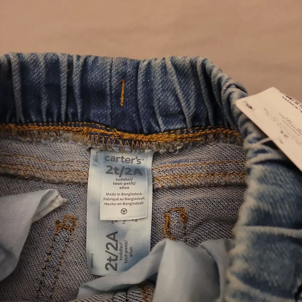 Carter's Toddler Pull-on Denim Pants Drawstring Elastic Waist 2T NWT